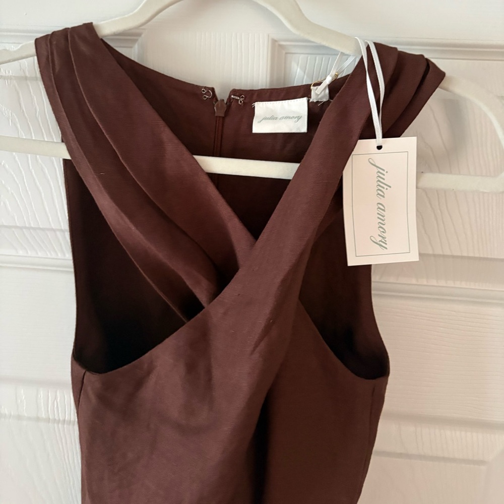 Julia Amory Camille Dress Linen, Cocoa, Sz XS - Picture 2 of 3